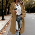 thumbnail image 1 of Guzom Womens Khaki Oversized Long Coat - 50% Wool 50% Polyester, Notched Lapel, Button Front, Warm Fall Winter Outerwear, Loose Fit,Size S, 1 of 4