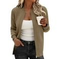 thumbnail image 1 of Guzom Womens Khaki Zip-Up Classic Bomber Jacket - Nylon Spandex Blend, Inclusive S-XXL, Ribbed Cuffs & Hem, Full-Zip for Casual/Office/Light Outdoor Wear,Size L, 1 of 8