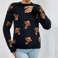 thumbnail image 1 of Guzom Womens Mushroom Print Casual Long Sleeve Fall Winter Cowl Neck Pullover Sweaters Black, 1 of 4