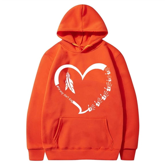 Guzom Womens Orange Shirt Day Hoodie - 100% Polyester, Relaxed Fit Long Sleeve with Kangaroo Pocket for Fall Winter Casual Daily Wear,Size M