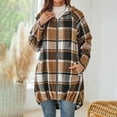 thumbnail image 1 of Guzom Womens Plaid Hooded Coat - Brown, Polyester-Cotton Blend, Full-Zip, Mid-Length, S-XXL, Casual with Pockets & Ribbed Cuffs for Spring Fall,Size S, 1 of 6