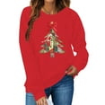 thumbnail image 1 of Guzom Womens Red Christmas Tree Patchwork Sweatshirt - 100% Polyester Long Sleeve Crew Neck, with Bow & Star, Relaxed Fit (XS-XL),Size M, 1 of 5