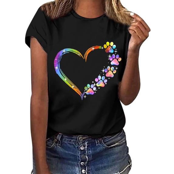 Zunfeo Womens Summer Tops Casual Juniors Short Sleeve Tops Trendy V Neck Printed Tee Shirts Black XL