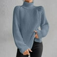 thumbnail image 1 of Guzom Womens Sweaters- Fashion Knitted Long Sleeve Turtleneck Pullover Fall Clothes Light Blue Size S, 1 of 7