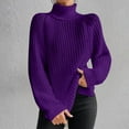 thumbnail image 1 of Guzom Womens Sweaters- Knitted Long Sleeve Turtleneck Fashion Pullover Fall Clothes Purple Size 2XL, 1 of 7
