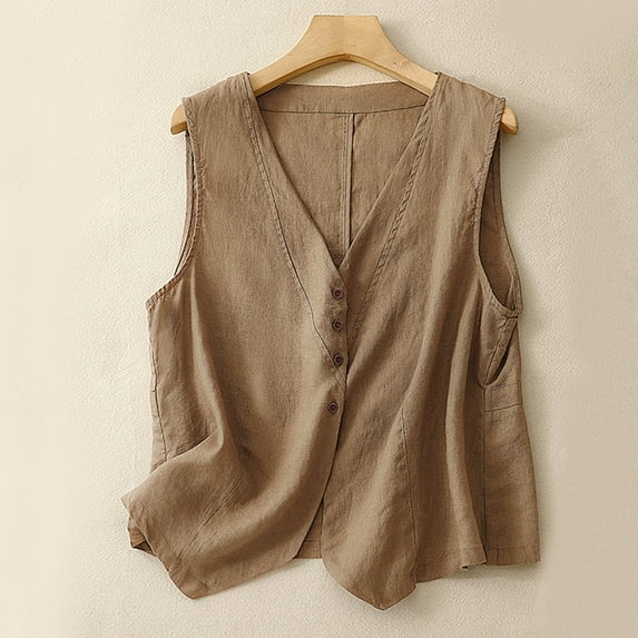 Guzom Womens V - Neck Solid Color Loose Lightweight Sleeveless Tank Top for Multiple Occasions,Army Green,Size M