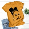 thumbnail image 1 of Guzom Womens Vintage Classic Printed Short Sleeve Crewneck T - Shirt for Daily and Party Wear,Yellow,Size M, 1 of 3