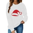 thumbnail image 1 of Guzom Womens White Santa Hat Graphic Sweatshirt - Long Sleeve Crew Neck, Loose Fit, Christmas Festive for Daily & Holiday Wear,Size 2XL, 1 of 5