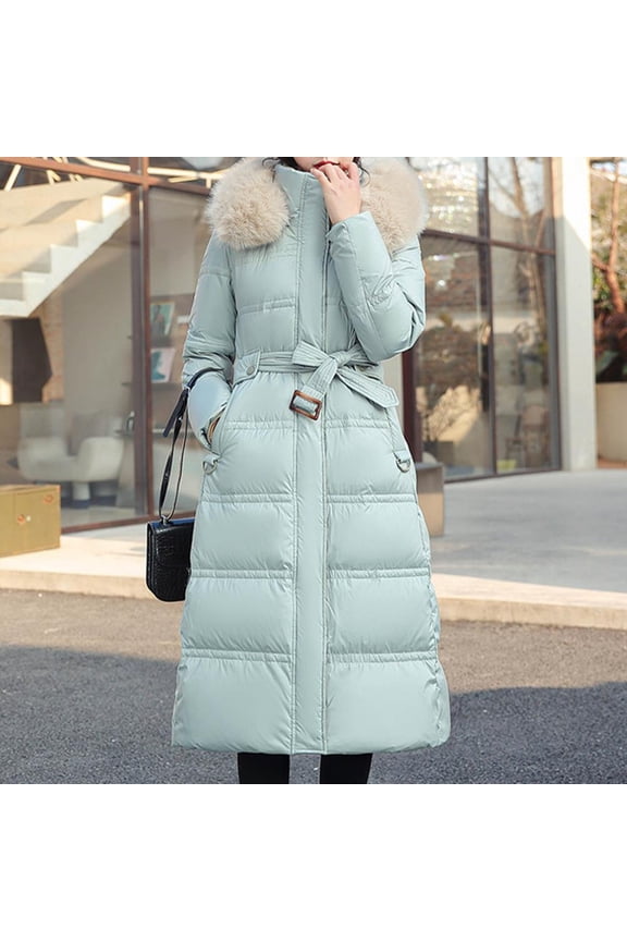Womens Winter Coats- Casual Warm Fleece Long Sleeve Long Hooded Winter Jackets Mint Green