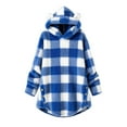 thumbnail image 1 of GuzomFashion Blue Oversized Womens Plaid Hoodie with Bear Ears - 100% Polyester Cozy Long Sleeve Casual Top,Size M, 1 of 3