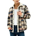 thumbnail image 1 of GuzomFashion Mens Winter Coats Mens Blue Plaid Sherpa Lined Shacket - Oversized, Warm for Fall & Winter, Easy-Care 100% Polyester with Functional Pockets,Size XL, 1 of 4