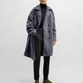thumbnail image 1 of GuzomFashion Mens Winter Coats Mens Gray Winter Overcoat - 50% Wool 50% Polyester, Oversized Double-Breasted Long Style with Notched Lapels, Warm for Casual & Semi-Formal,Size M, 1 of 8