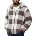 thumbnail image 1 of GuzomFashion Mens Winter Coats Mens Khaki Plaid Hooded Jacket, 100% Polyester Sherpa-Like Warm Full-Zip Coat, Size S-XXXL for Casual Daily Wear,Size 3XL, 1 of 6