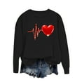thumbnail image 1 of GuzomFashion Valentine's Day Womens Black Sweatshirt, Glitter 3D Heart Heartbeat Print Crew Neck Relaxed Loose Fit Polyester Casual Sweatshirt,Size 2XL, 1 of 4