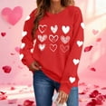 thumbnail image 1 of GuzomFashion Valentine's Day Womens Red Heart Print Sweatshirt, Cute Romantic Relaxed Fit, Crew Neck Long Sleeve 100% Polyester Daily Pullover,Size L, 1 of 8