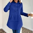 thumbnail image 1 of GuzomFashion Womens 100% Polyester Longline Hoodie - Kangaroo Pocket, Adjustable Drawstring, Blue, S-XXL,Size 2XL, 1 of 7