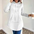 thumbnail image 1 of GuzomFashion Womens 100% Polyester Longline Hoodie - Kangaroo Pocket, Adjustable Drawstring, White, S-XXL,Size S, 1 of 7