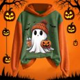 thumbnail image 1 of GuzomFashion Womens Army Green Hall-oween Hoodie - Ghost Pumpkin Bat Graphic, 100% Polyester, S-XXXXXL,Size M, 1 of 5