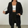 thumbnail image 1 of GuzomFashion Womens Black Oversized Waffle Knit Hooded Coat - Soft Stretch Full-Zip, Casual, S-XXL,Size L, 1 of 5