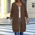 thumbnail image 1 of GuzomFashion Womens Brown Long Cardigan Sweatshirt - Zip Up, 100% Polyester Relaxed Fit with Side Pockets for Casual Daily Wear,Size M, 1 of 4
