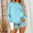 thumbnail image 1 of GuzomFashion Womens Light Blue Oversized Sweatshirt - 100% Polyester Loose Crew Neck Long Sleeve with Front Patch Pocket, Machine Washable for Casual Daily Wear & Layering,Size XL, 1 of 4