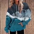 thumbnail image 1 of GuzomFashion Womens Navy Ocean Wave Print Hoodie - 95% Polyester 5% Spandex, Oversized Relaxed Fit with Drawstring Hood & Kangaroo Pocket, Soft Stretchy S-XXL,Size 2XL, 1 of 5