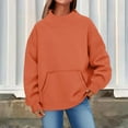 thumbnail image 1 of GuzomFashion Womens Orange Oversized Mock Neck Sweatshirt - 100% Polyester Soft Cozy, Kangaroo Pocket, Ribbed Cuffs & Hem, S-XXL for Daily Casual/Light Outdoor/Cool Weather,Size 2XL, 1 of 7
