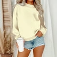thumbnail image 1 of GuzomFashion Womens Oversized Loose Sweatshirt - 100% Polyester Crew Neck with Front Pocket, Beige,Size XL, 1 of 4