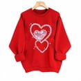 thumbnail image 1 of GuzomFashion Womens Pink Rhinestone Heart Sweatshirt, Relaxed Fit Crewneck Long Sleeve with Sparkle, S-XXL Casual Valentine's Day Top,Size M, 1 of 6