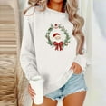 thumbnail image 1 of GuzomFashion Womens White Christmas Sweatshirt - 100% Polyester Oversized Crew Neck, Santa Wreath Graphic, Ribbed Cuffs/Hem, S-XXL for Holiday Parties & Casual Wear,Size M, 1 of 4