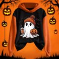thumbnail image 1 of GuzomFashion Womens White Hall-oween Hoodie - Ghost Pumpkin Bat Graphic, 100% Polyester Long Sleeve, Relaxed Fit Asymmetrical Hem, Size S-XXXXXL,Size 3XL, 1 of 5