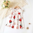 thumbnail image 1 of Guzomy Kids Girl Dress, 3-6M Kids Girl Summer Lace Sleeve Strawberry Print Sundress, Soft Breathable A-line Outfit for Kids Shower Gift,White, 1 of 7