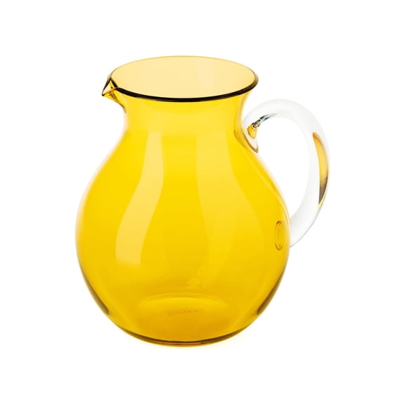 GUZZINI Dolcevita 64oz/2L Balloon Pitcher with Spout - Amber - 100% Recycled Plastic - Unbreakable & BPA-Free, Water Jug, Iced Tea Pitcher for Restaurant & Home