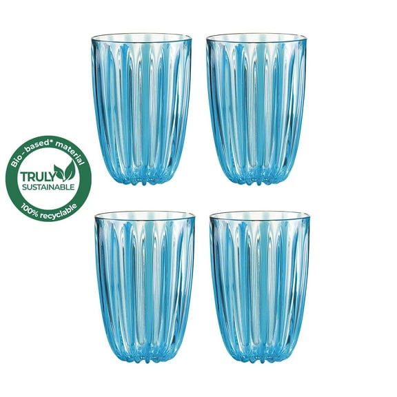 Guzzini Dolcevita BlueTumbler, Set of 4 Drinkware Modern Bio-Based Plastic Turquoise