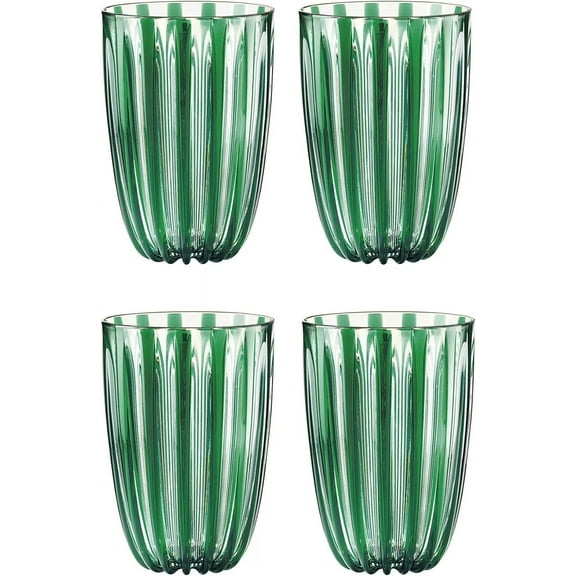 Guzzini Dolcevita Set 4 Drink Glasses Green Water Tumbler Bio-based Plastic Emerald