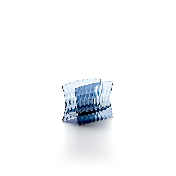 Guzzini Vanity Table Napkin Holder - Elegant Translucent Organizer with Stabilizing Feet - BPA-Free Crystal Acrylic Storage for Dining Table Decor, Made in Italy, Dishwasher Safe (Denim Blue)