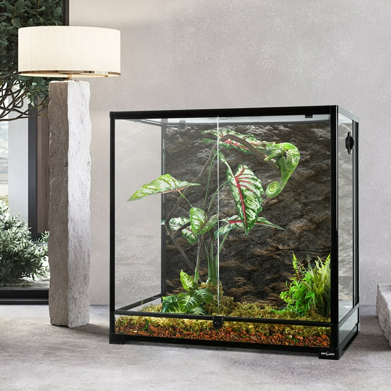 Guzzlo Glass Tank for Reptiles, 30x18x30 in, Full View Natural