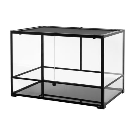 Guzzlo Reptile Glass Terrarium, Front Sliding Glass Door, with Double Top Covers, 36"x24"x24"