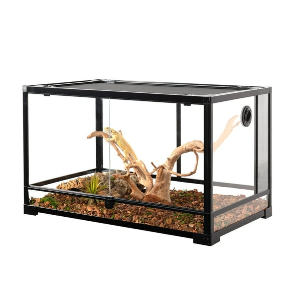Guzzlo Tempred Glass Reptile Tank 40 Gallon, Black