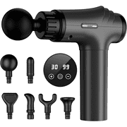 Gvber Massage Gun, Deep Tissue Massage,Portable massage gun,Mini Massage Gun with 30 Speeds and 6 Heads for Athletes Men Women(Gray)