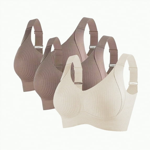 Gvdentm 3Pack Sports Bras for Women - Padded Seamless Support Bra for Yoga Gym Workout Fitness(Rose Gold,M)