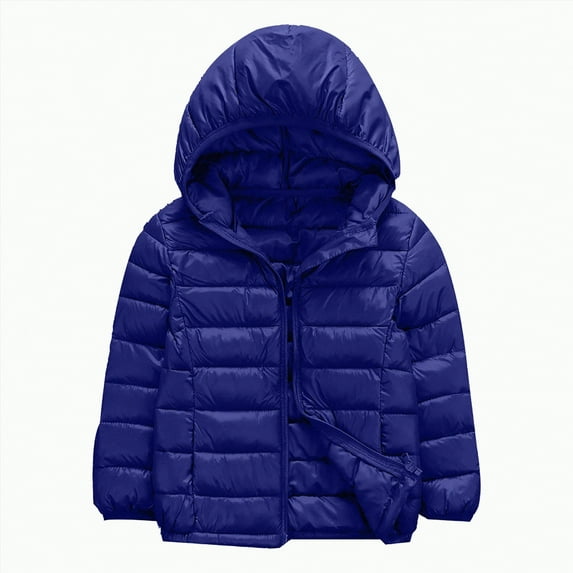 Gvdentm 5t Winter Clothes for Girls Baby Girls Boys' Winter Fleece Jackets With Hooded Toddler Cotton Dress Warm Lined Coat Outer Clothing(Dark Blue,2-3 Years)