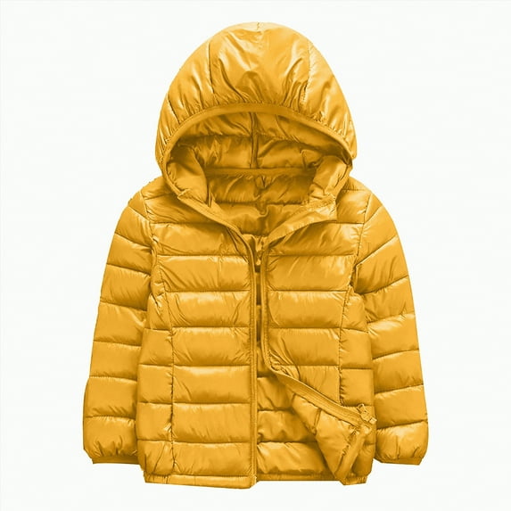 Gvdentm 5t Winter Clothes for Girls Baby Boys Girls Toddlers Winter Coats Puffer Jacket Hooded Snow Jacket Coat Outerwear(Yellow,3-4 Years)