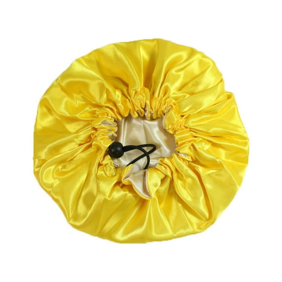 Gvdentm Baby Bonnet Silk Satin Bonnet for Kids Sleeping Cap Curly Natural Hair Silk Bonnets for Girls Boys (Yellow,One Size)