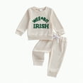 thumbnail image 1 of Gvdentm Baby Boy Clothes 6-12 Months 2Pcs Newborn Baby Boy St Patricks Day Outfit Waffle Knit Sweatshirt T-Shirt Top Pants Set Toddler Fall Winter Clothes(Beige,6-12 Months), 1 of 7