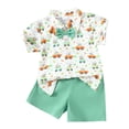 thumbnail image 1 of Gvdentm Baby Boy Easter Outfit Boys 2 Piece Outfits Print Short Sleeve Tee Shirt and Drawstring Shorts Set White,3T, 1 of 9