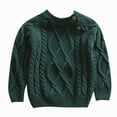 thumbnail image 1 of Gvdentm Baby Boys Girls Cable Knit Pullover Sweater Fleece Lined Vintage Warm Sweatshirt Dark Green,4-5 Years, 1 of 4