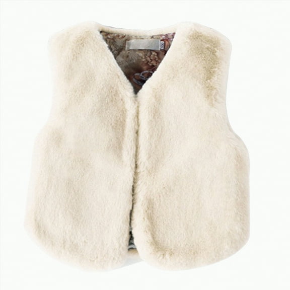Gvdentm Baby Boys Girls Winter Vest Fleece Zip up Cute Soft Waistcoat Jackets(Beige,4-5 Years)