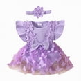 thumbnail image 1 of Gvdentm Baby Clothes Gorls 12 18 Mos Lace Bodysuit Sleeveless Halter Frill Romper One-piece Jumpsuit Summer Clothes Set(Purple,1-3 Months), 1 of 7