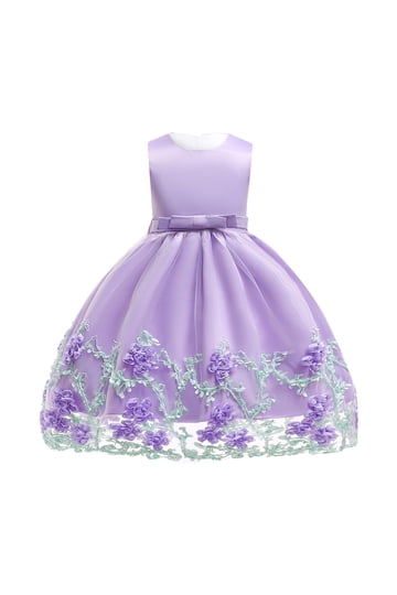 open lace back dress Girl Formal Dresses Baby Girl Easter Dress Princess Party Dress Toddler Summer Purple Mesh Puffy Party Dress, Purple / 1-2 Years (90cm) main image 0